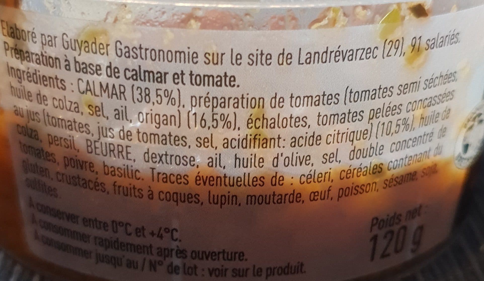 Guyader Calamar aux tomates confites packshot