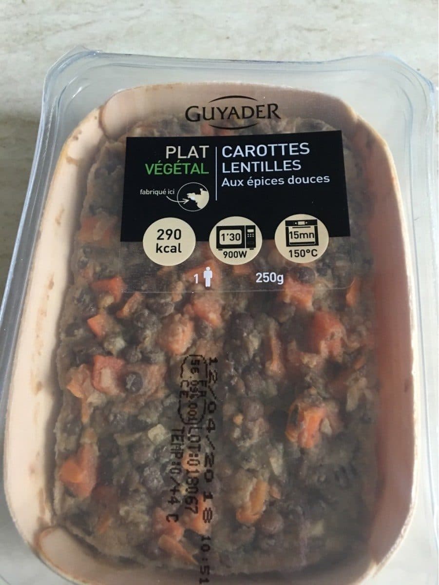 Guyader Plat Végétal Carottes Lentilles aux Epices douces packshot