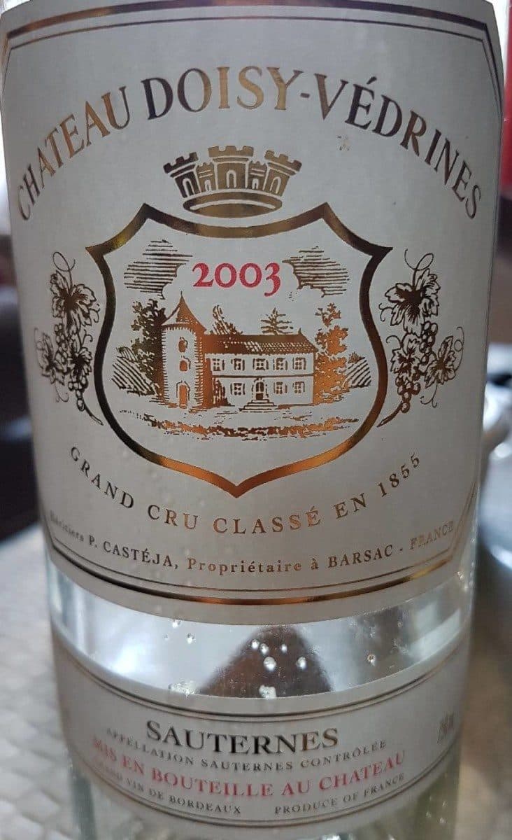 Open Food Facts Sauterne 2003 grand cru classé en 1855 packshot