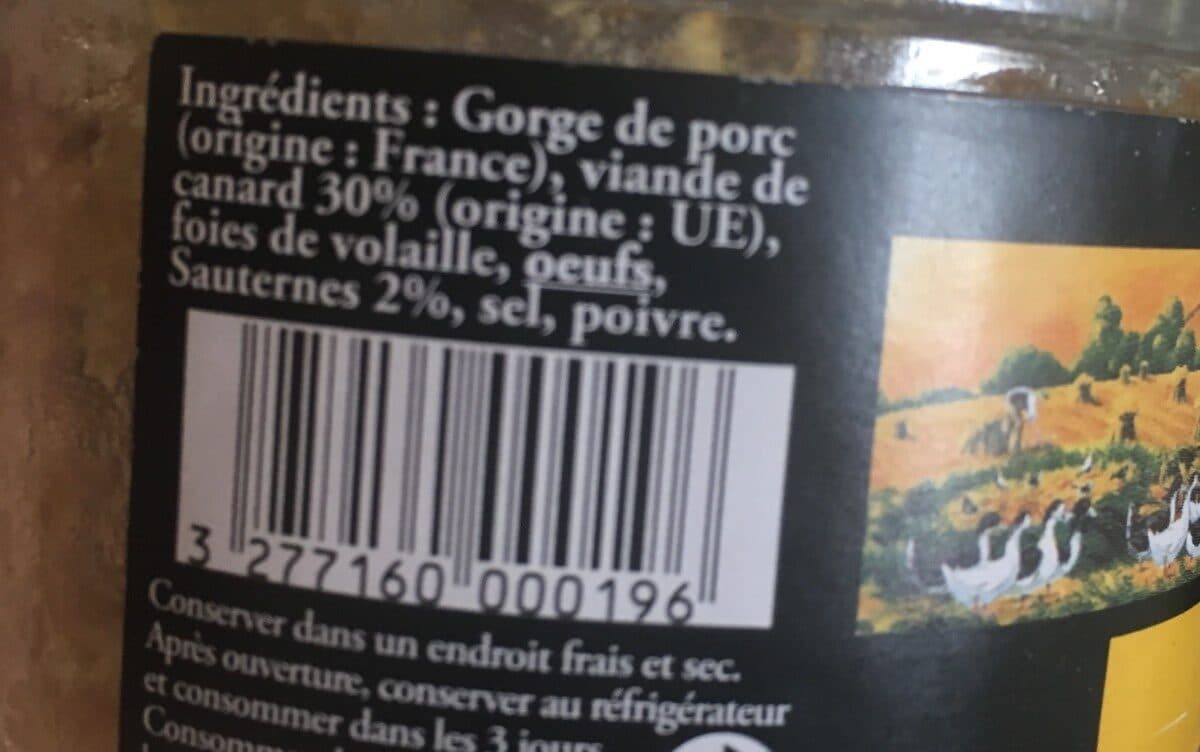 Secret d eleveurs Terrine de canard au sauterne packshot