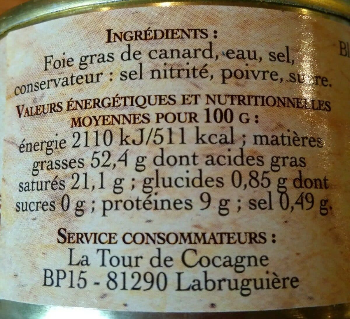 Open Food Facts Bloc de foie gras de canard du sud ouest packshot
