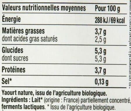 Savoie Yaourt Yaourt Bio nature au lait entier packshot