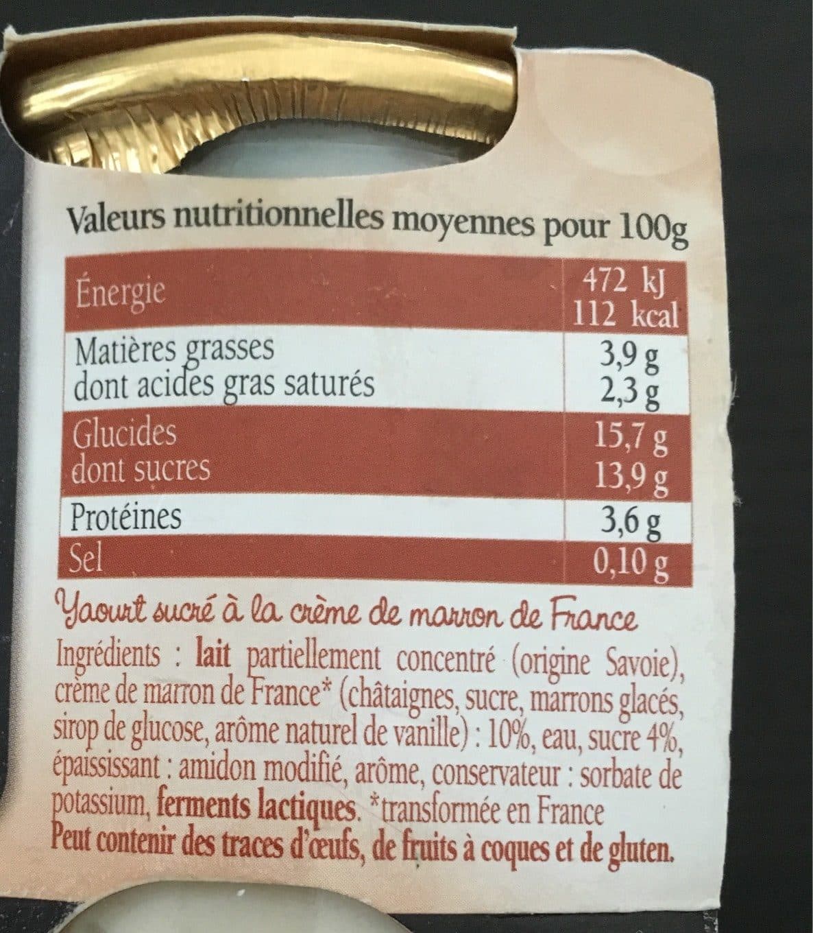 Savoie Yaourt Savoie Yaourt aux marrons packshot
