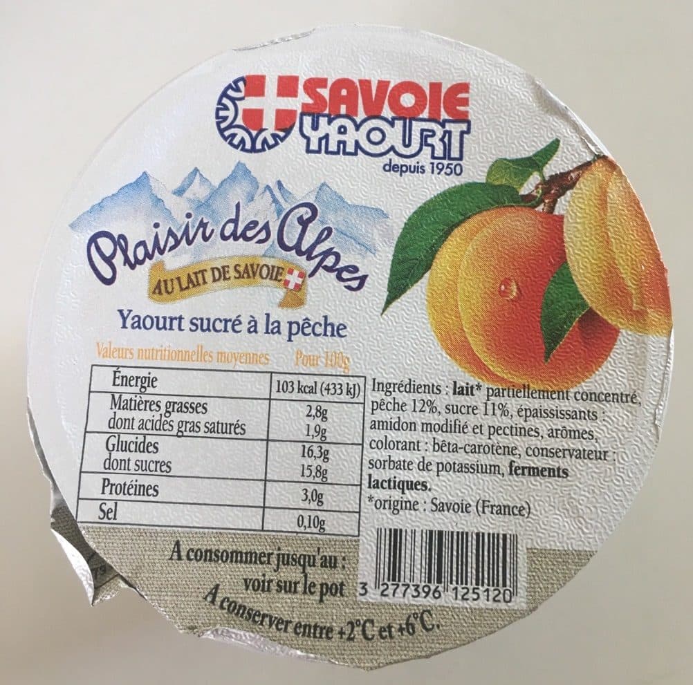 Savoie Yaourt Plaisir des Alpes Yaourt sucré à la pêche packshot
