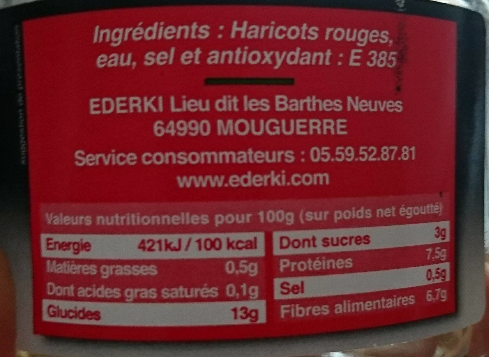 Ederki Haricots rouges Riche en protéines et fibres. packshot