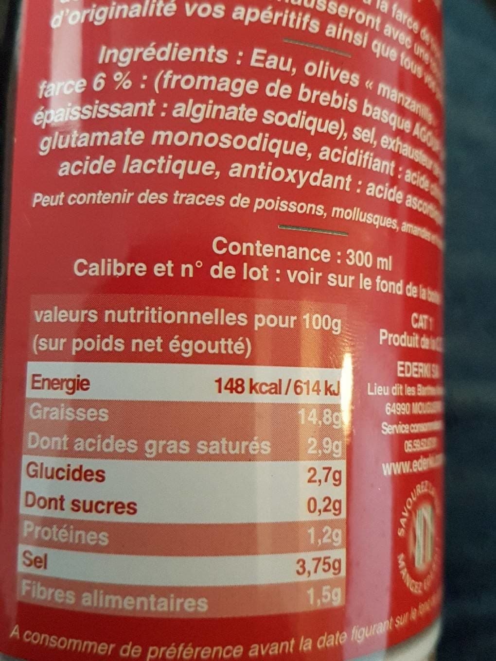 Ederki Olives vertes au fromage de brebis EDERKI packshot