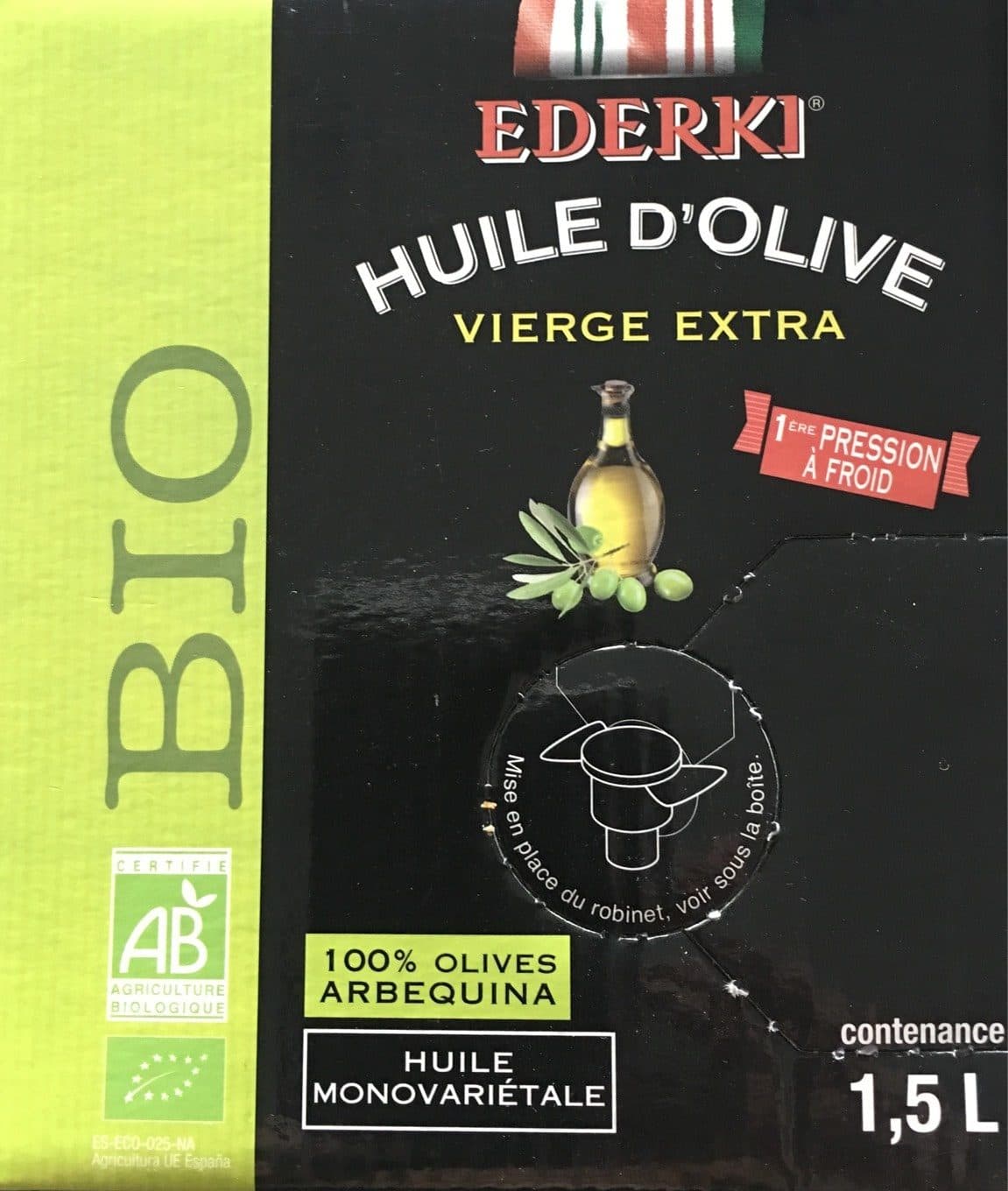 Ederki Huile olive vierge extra packshot