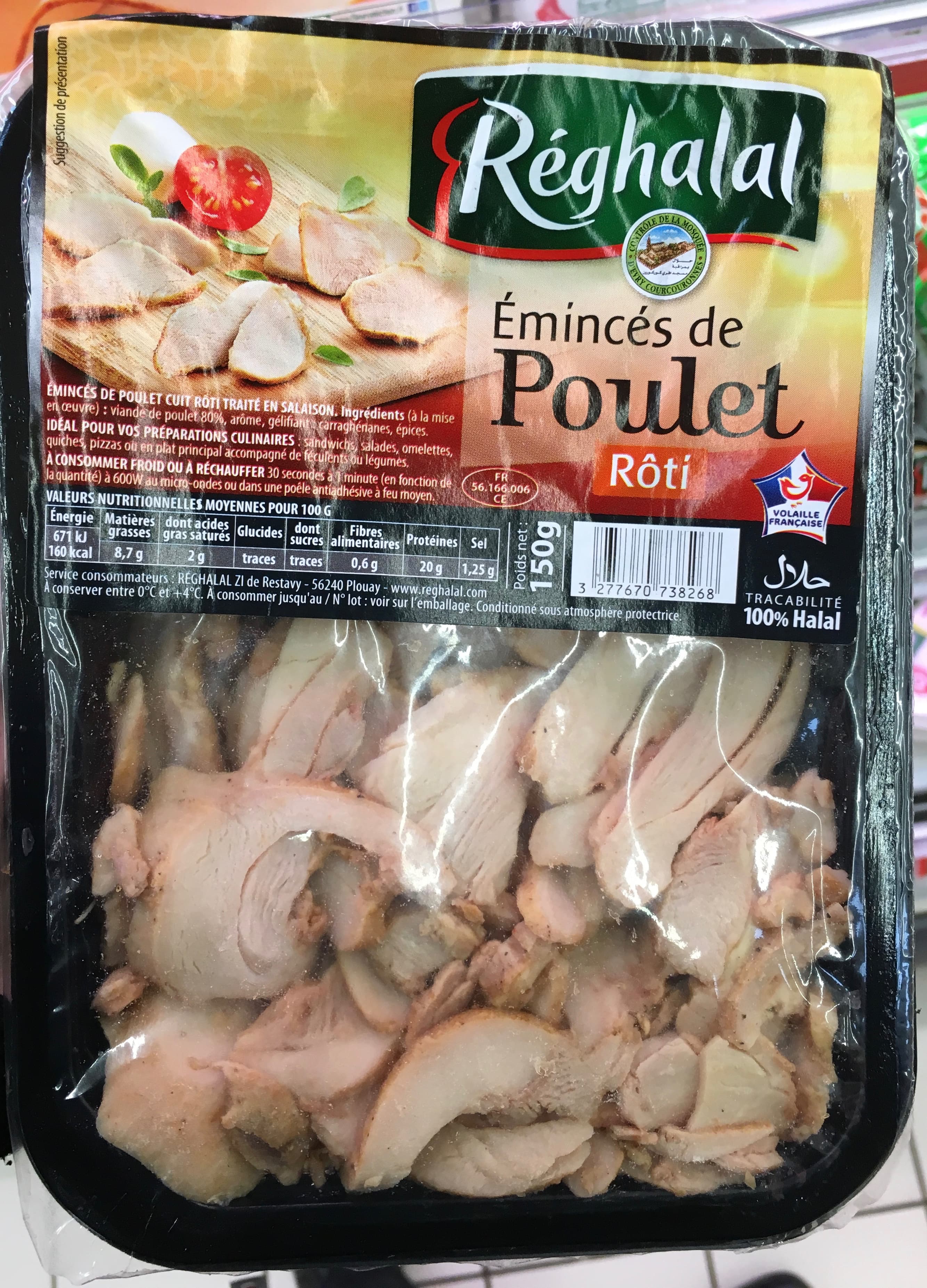 Réghalal Émincés de Poulet rôti packshot