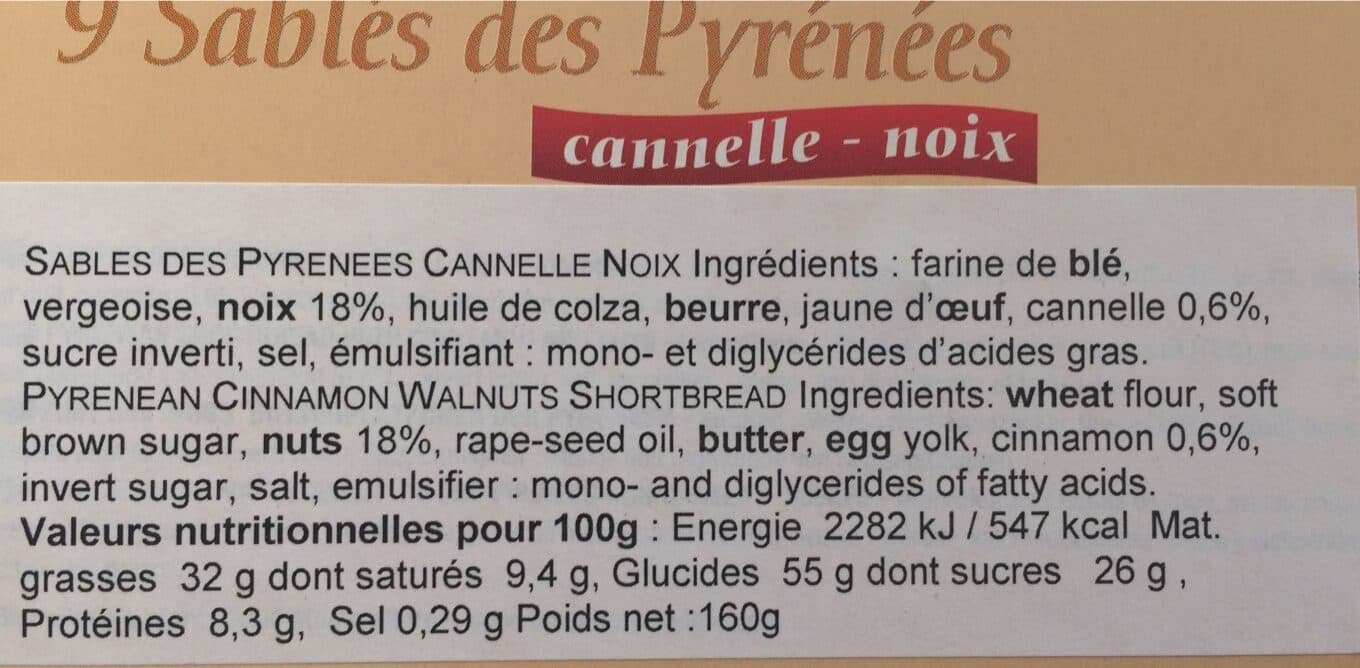 Védère Sablés des Pyrénées cannelle-noix packshot