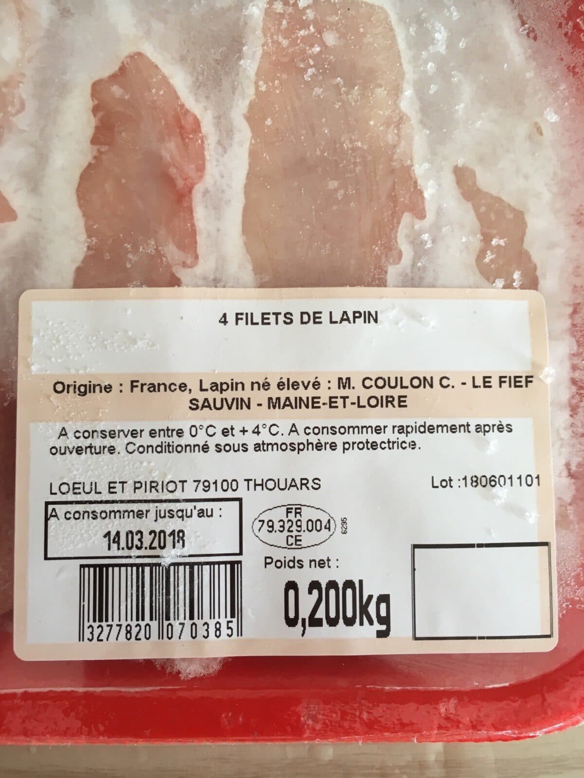 Loeul et Piriot Filets de lapin Loeul et Piriot x4 packshot