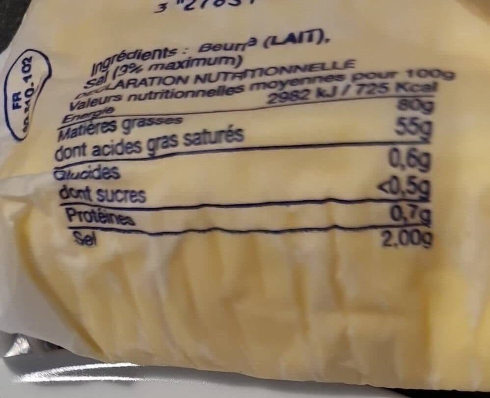 Open Food Facts BEURRE packshot