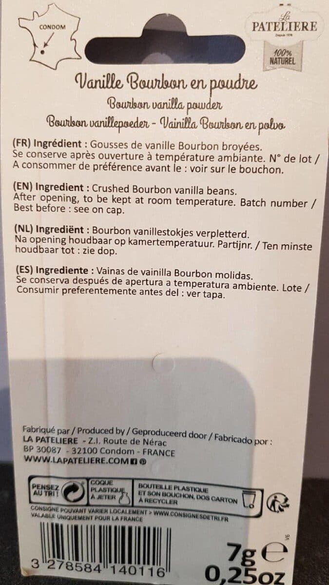 La Pateliere Vanille bourbon en poudre LA PATELIERE packshot