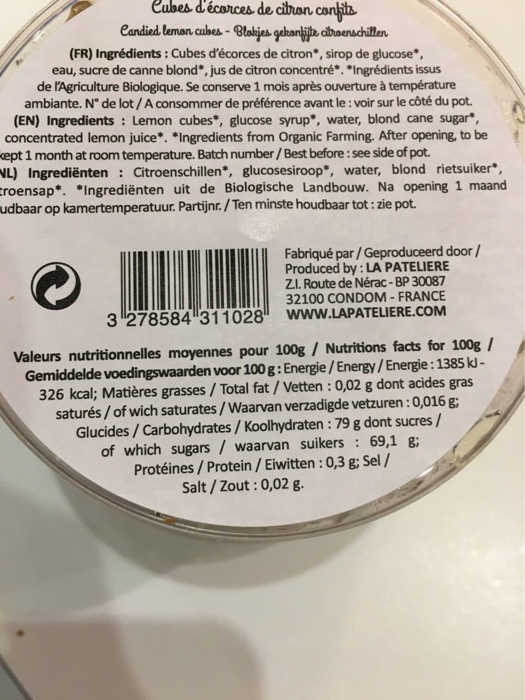 La Patelière Cube d'écorces de citrons confits packshot