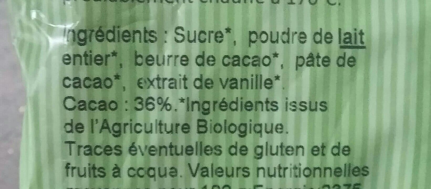LA PATELIERE Pepites De Chocolat Au Lait 100 G Bio packshot