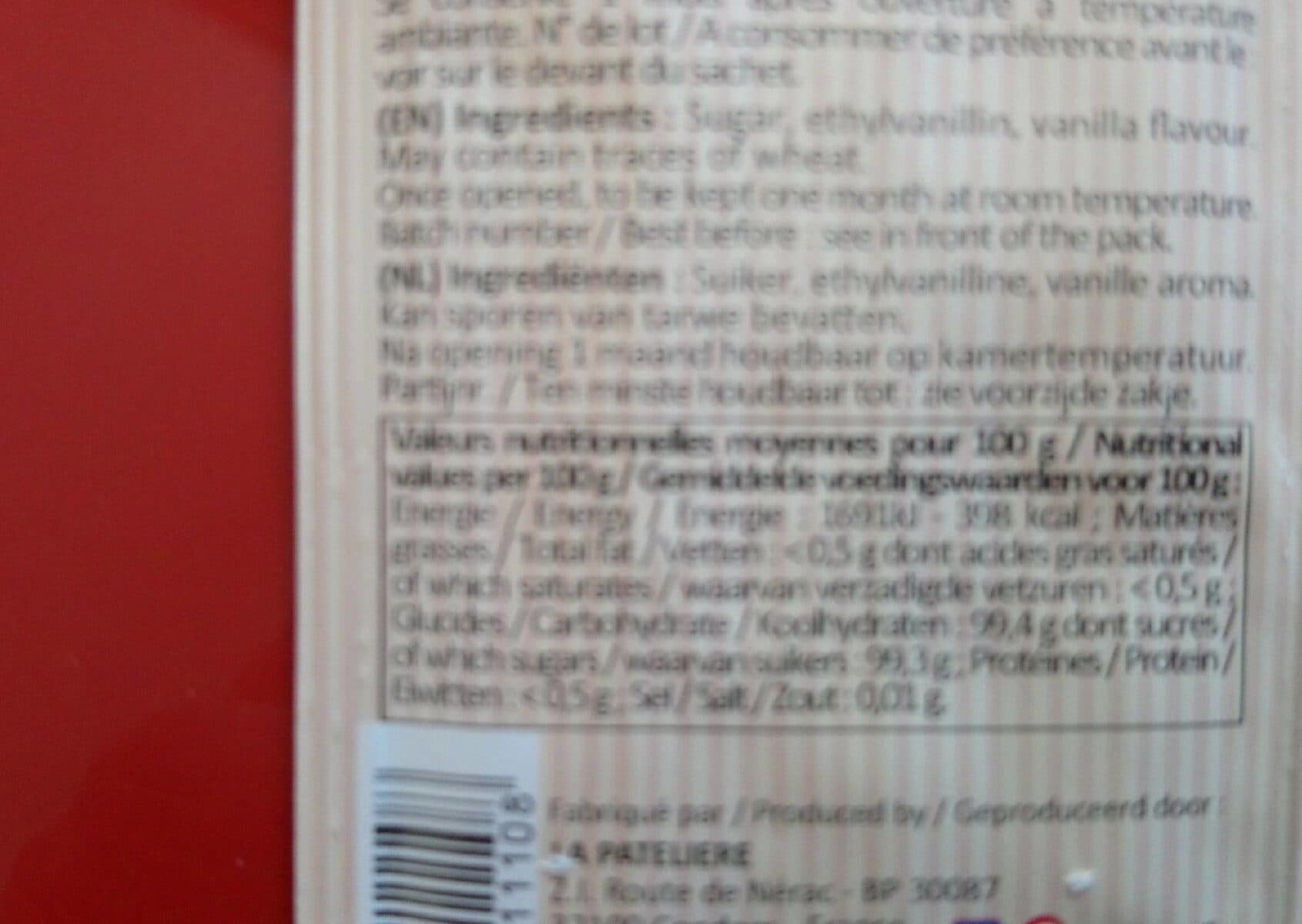 La Patelière Sucre vanilliné saveur intense packshot