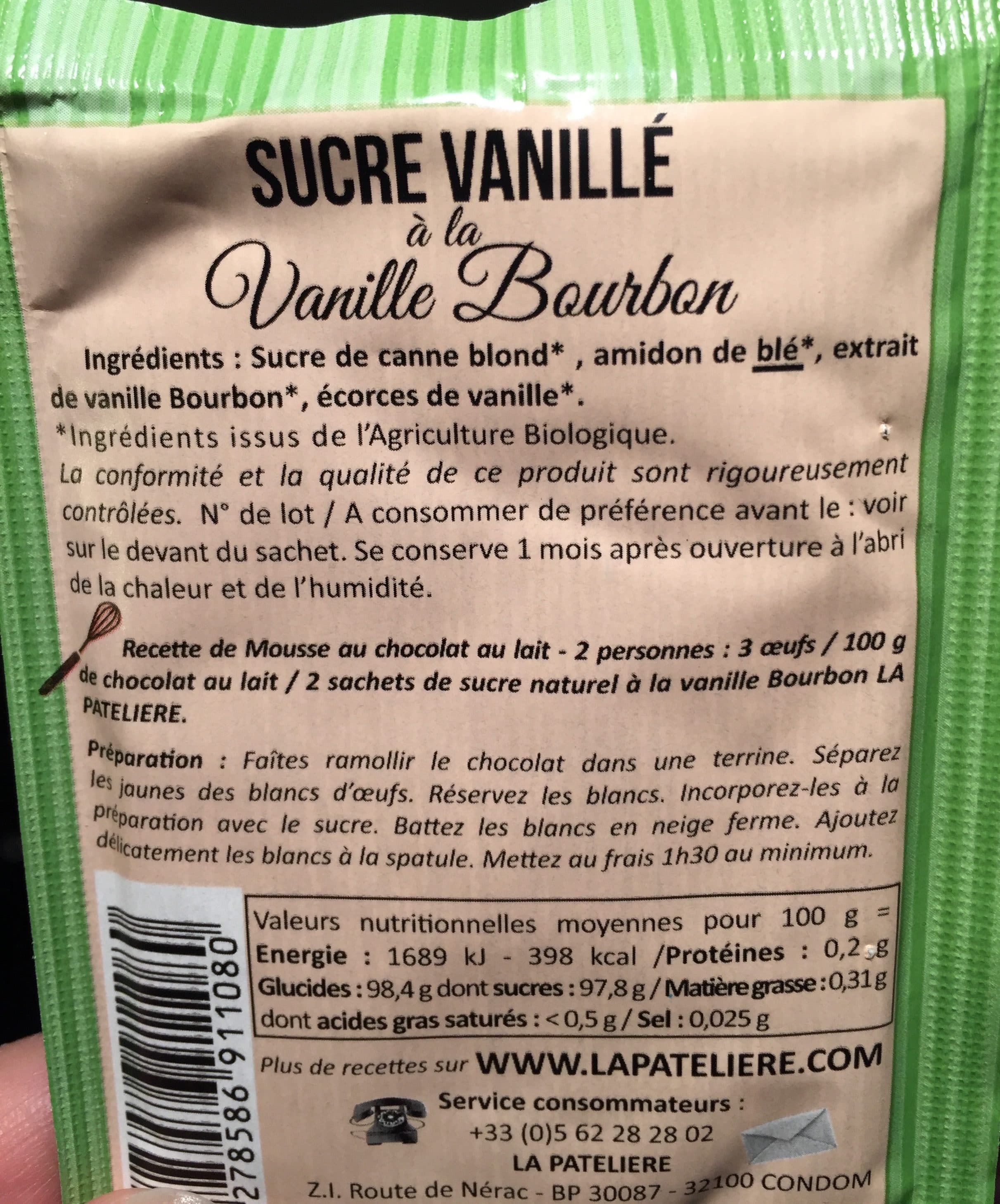 pateliere Sucre vanillé à la vanille Bourbon packshot