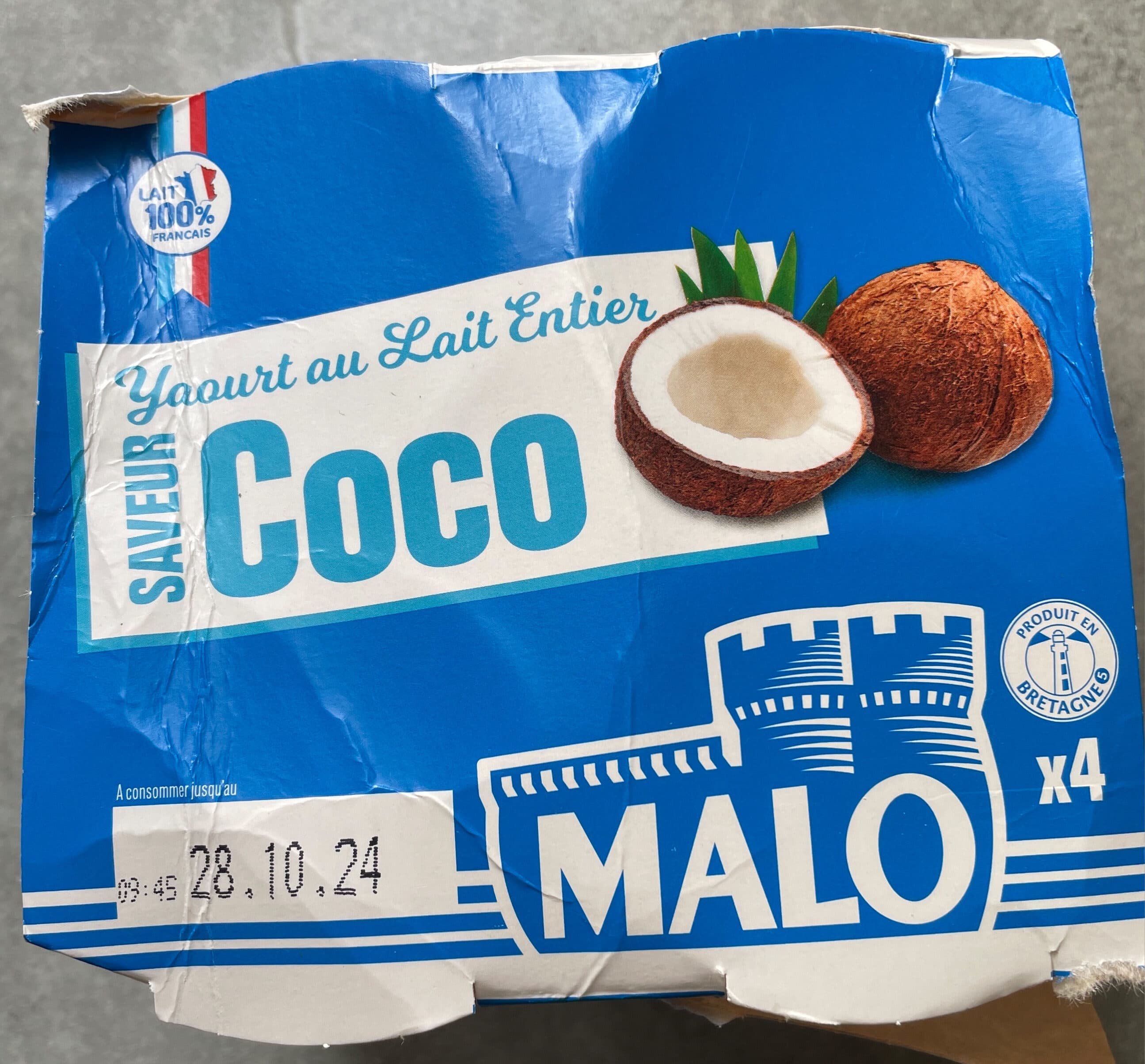 Malo Yaourt lait entier saveur coco packshot