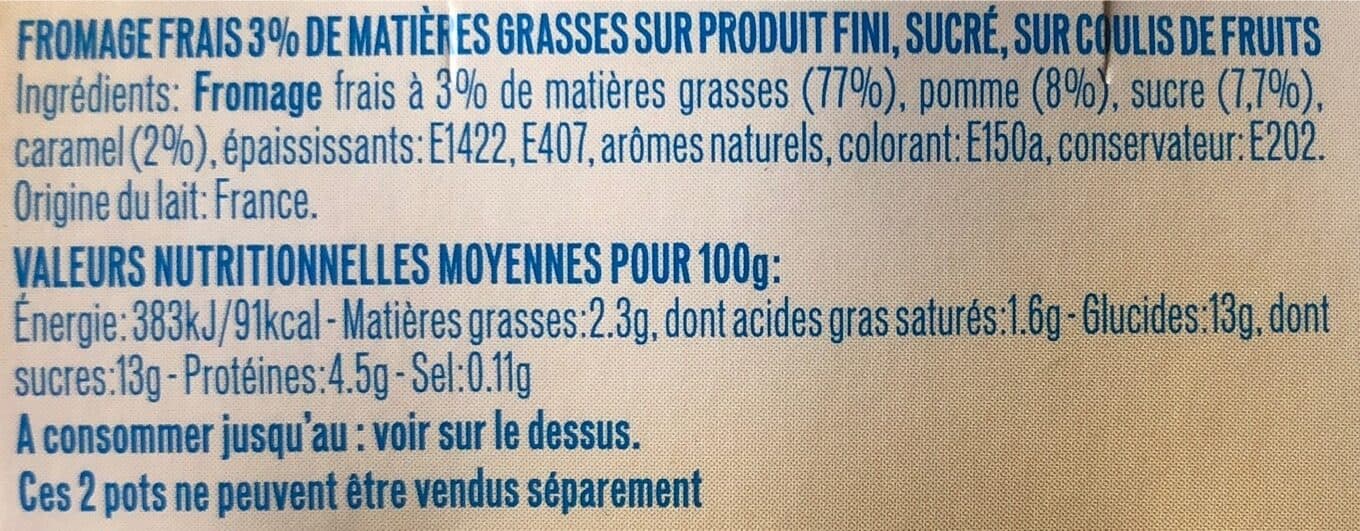 Malo Fromage frais sur lit de pomme caramélisée packshot