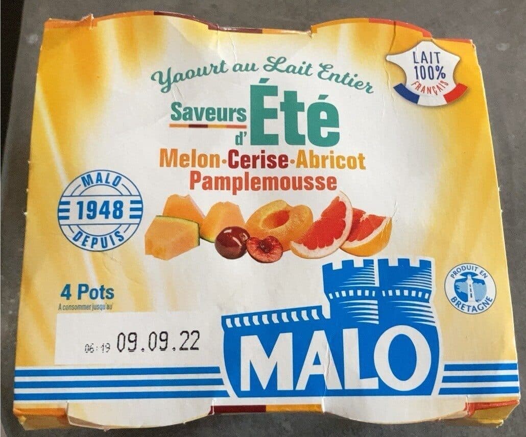Malo Yaourt au lait entier saveurs d'été packshot