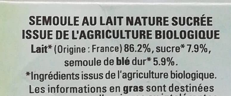 Malo Semoule au lait nature bio packshot