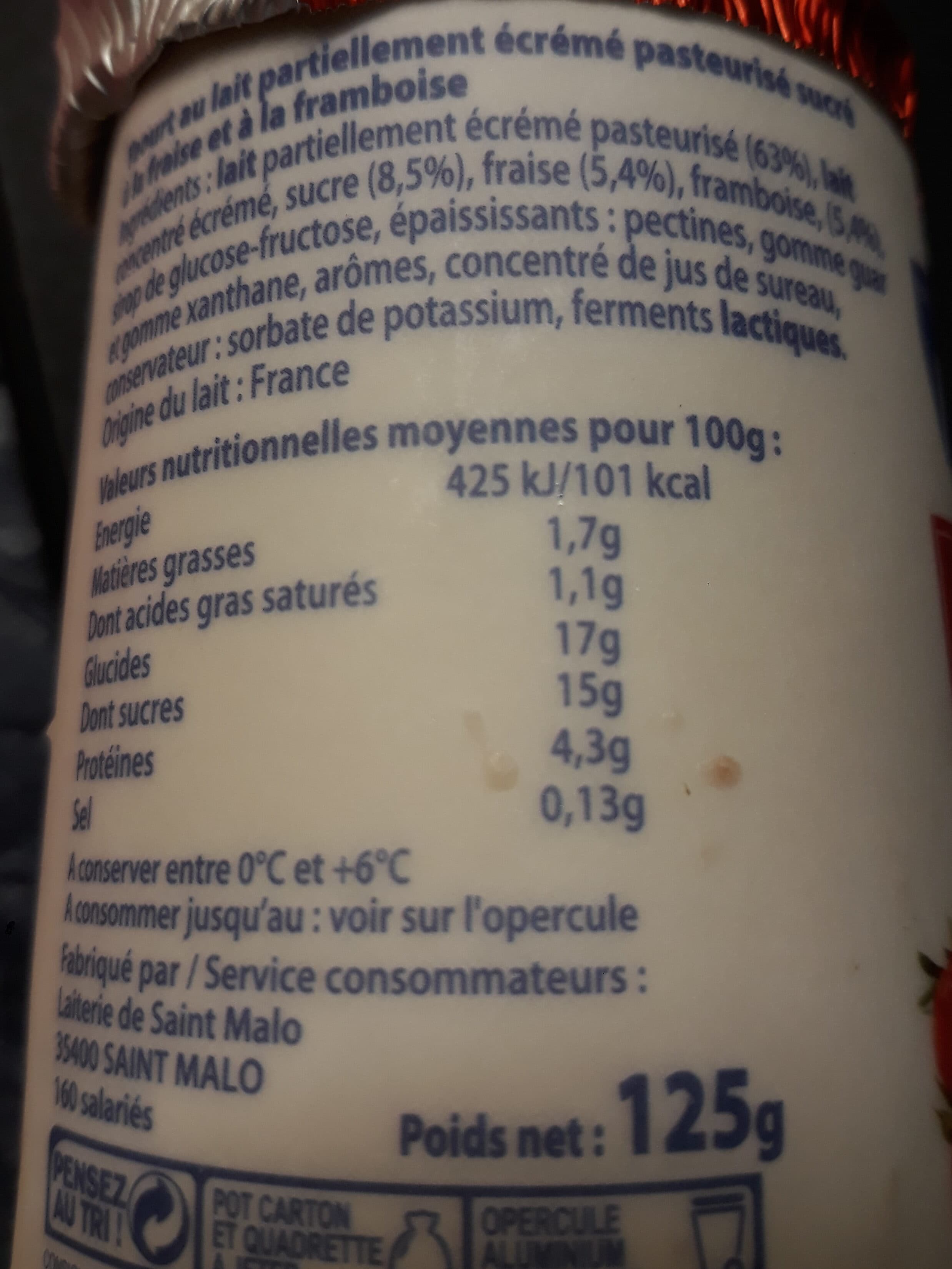 Malo Yaourt aux fruits : fraises et framboises packshot