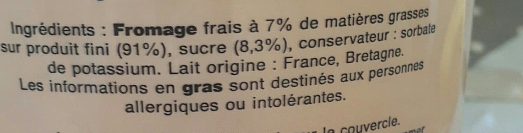 Les éleveurs de Bretagne Fromage Frais Sucré packshot