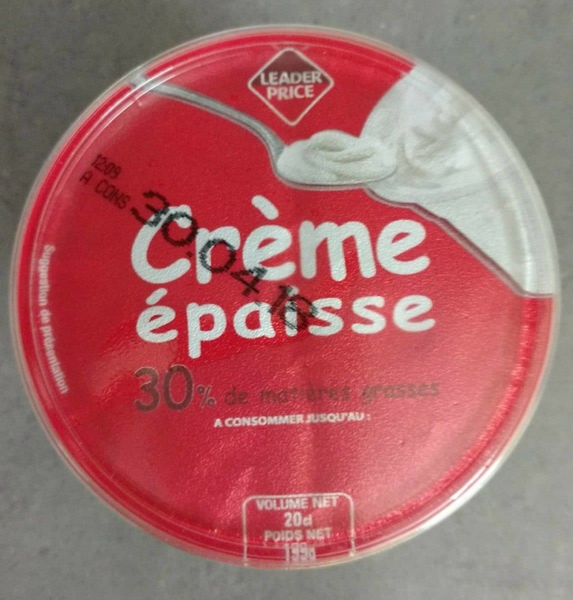 Leader Price Crème épaisse packshot