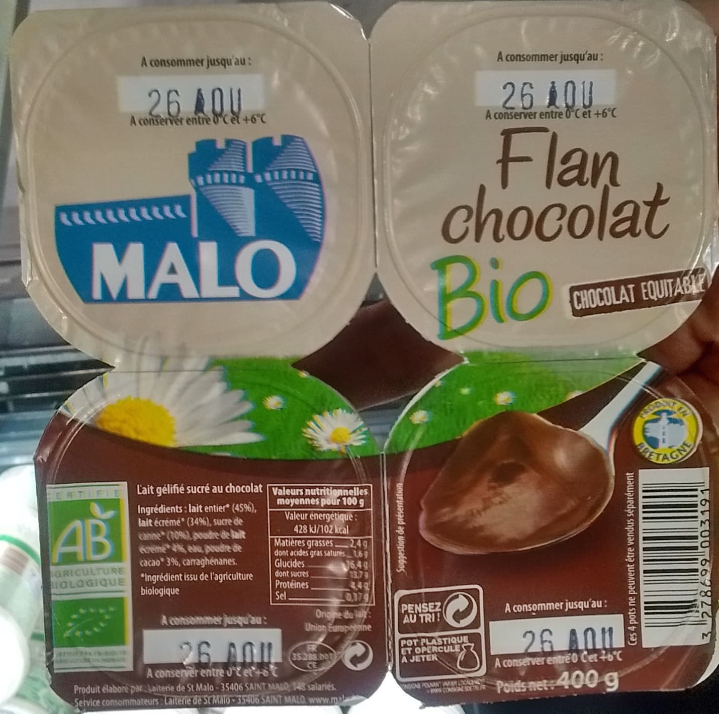 Malo Flan chocolat bio packshot