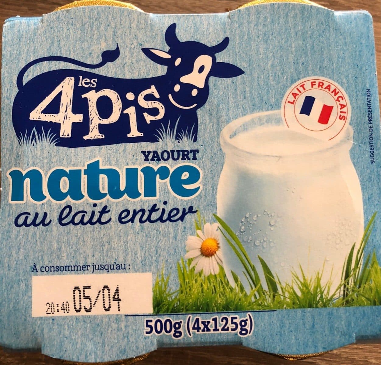 Les 4 Pis Yaourt Nature au lait entier packshot