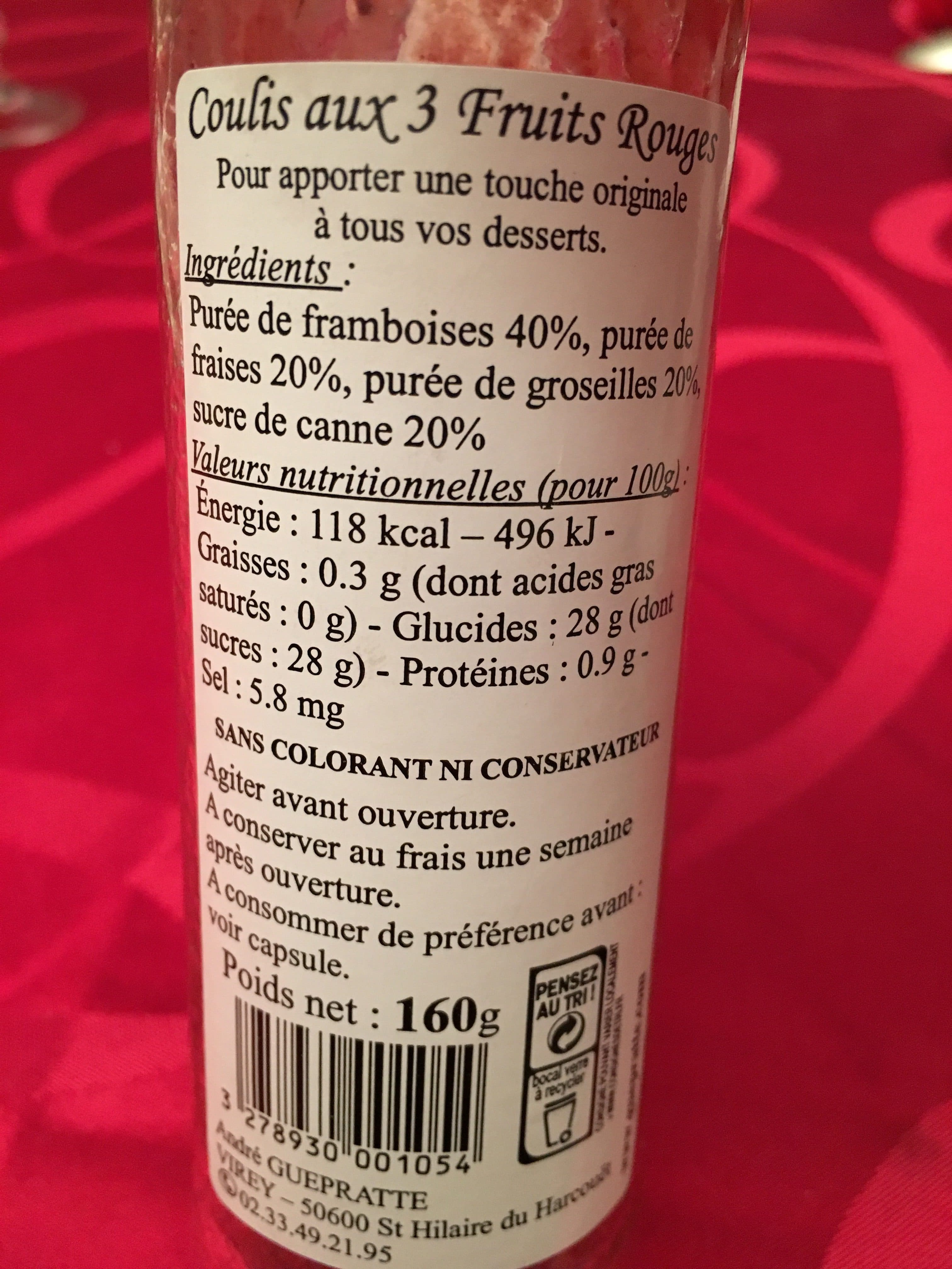Andre Guepratte Coulis aux Fruits Rouges packshot