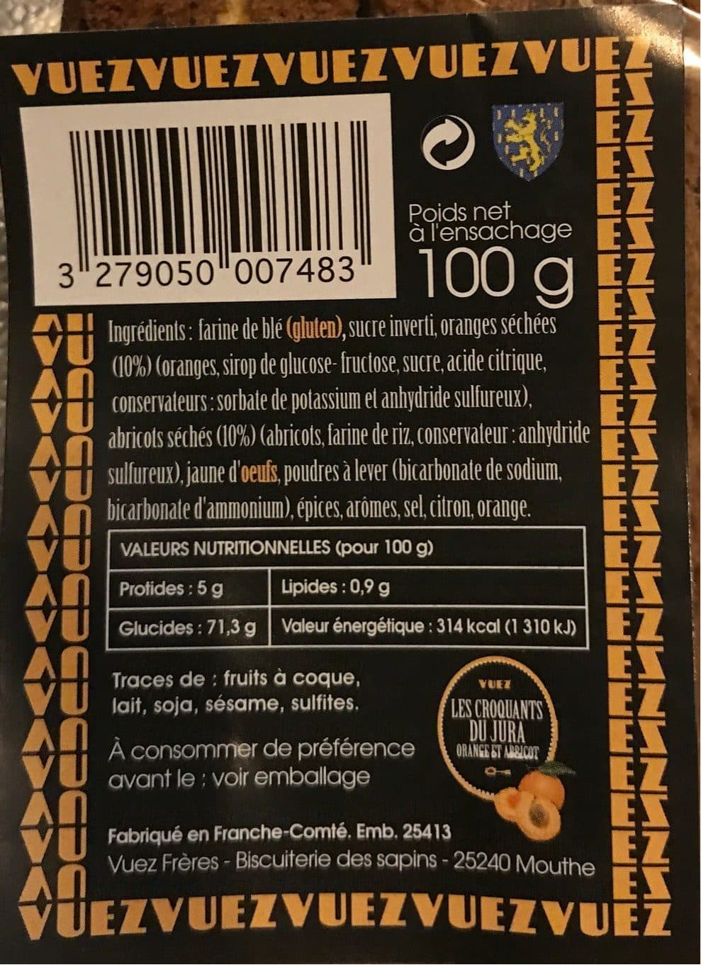 Vuez Croquants du Jura orange et abricot packshot
