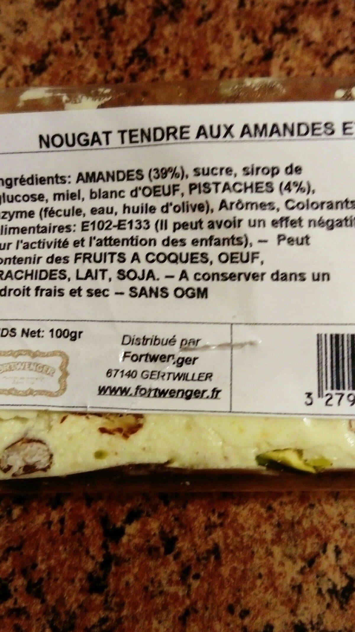 Fortwenger Nougat tendre aux amandes et pistaches packshot