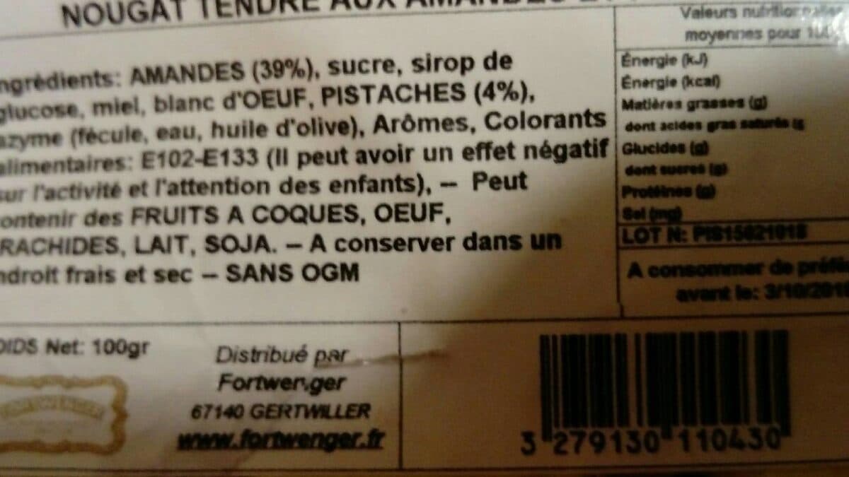 Fortwenger Nougat tendre aux amandes et pistaches packshot