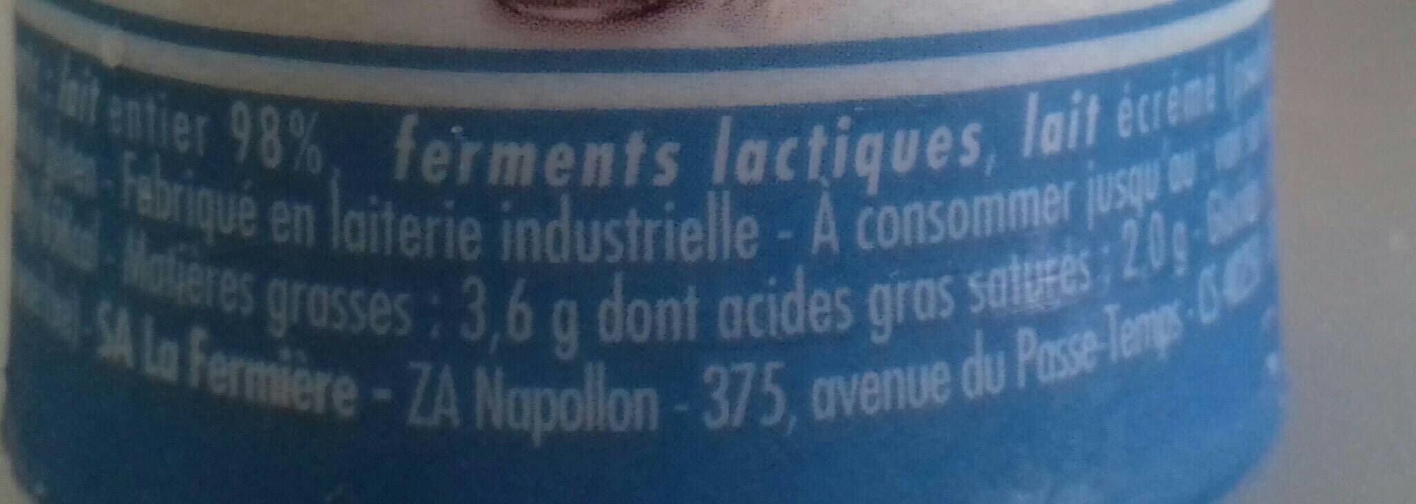 La Fermiere La Fermiere Yaourt Nature au lait entier packshot