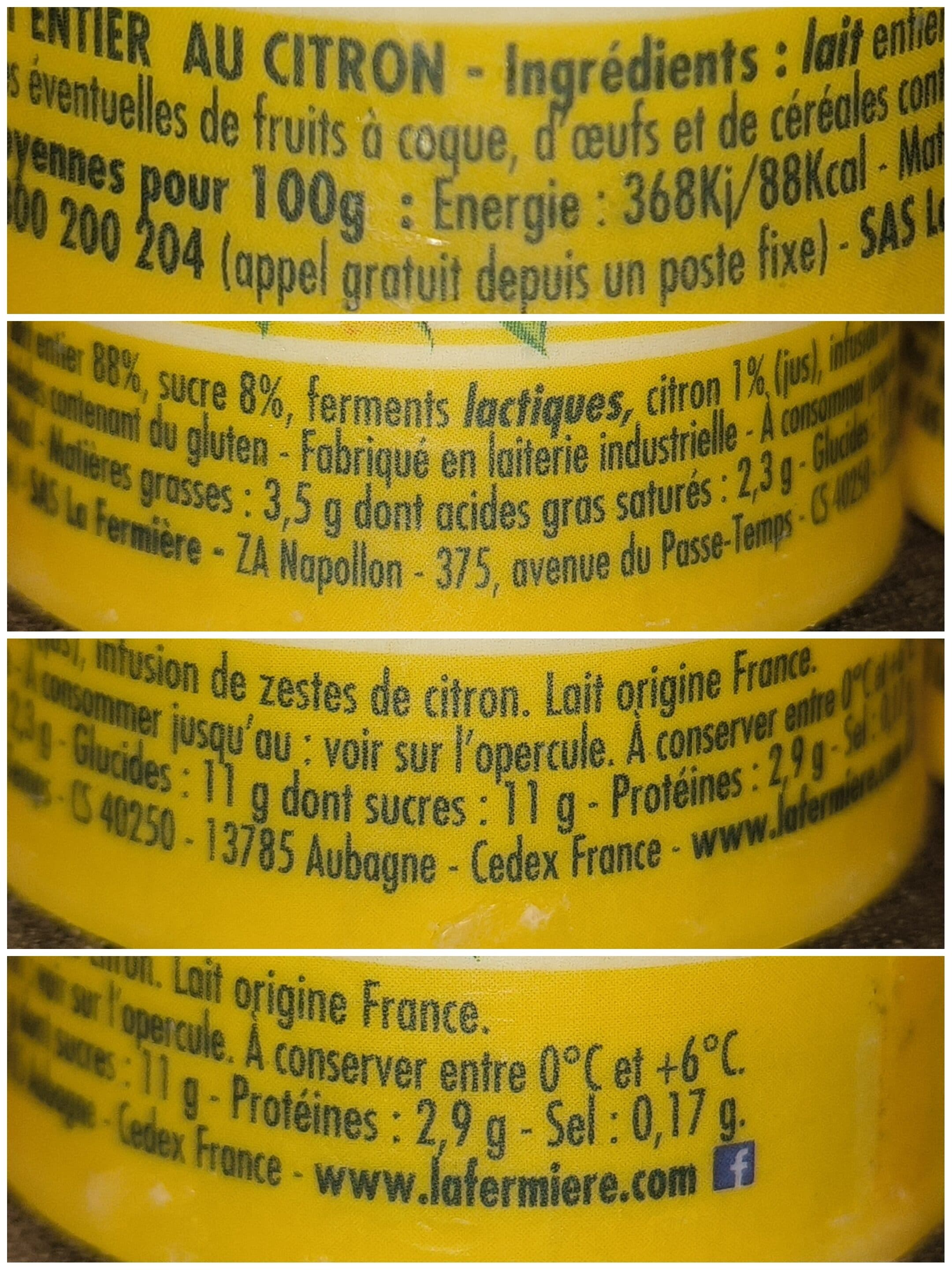 La fermière Yaourt La fermière citron packshot