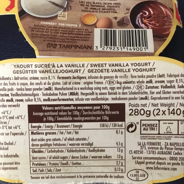 La fermiere Yaourt sucré à la vanille packshot