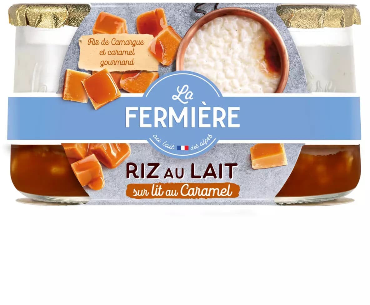 La Fermière Le Riz au Lait à la vanille sur lit au caramel 2x160g packshot