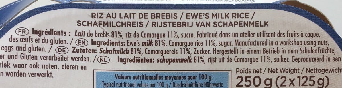 La fermière Le Riz au lait de Brebis packshot
