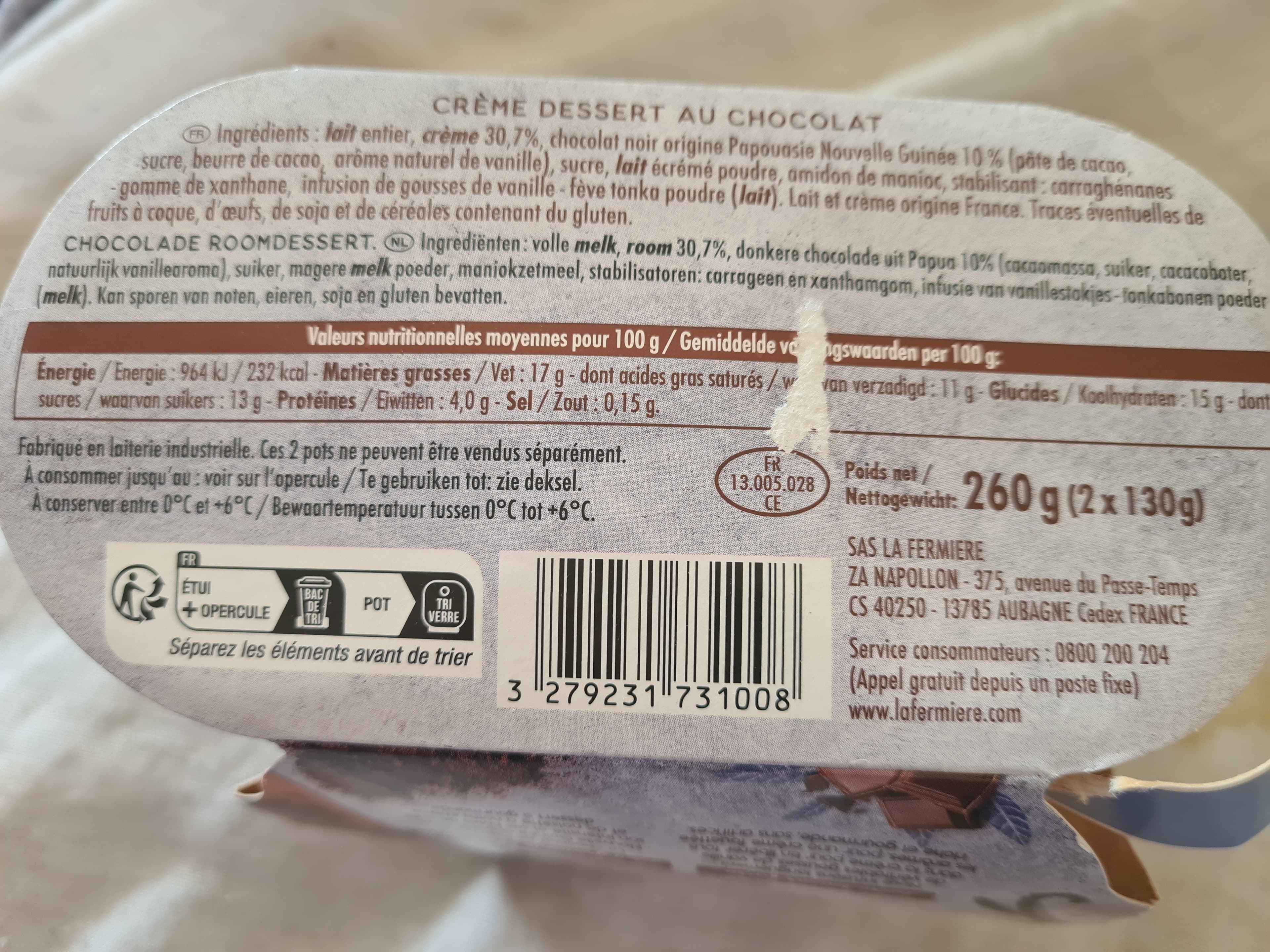 La Fermière Liégeois chocolat packshot
