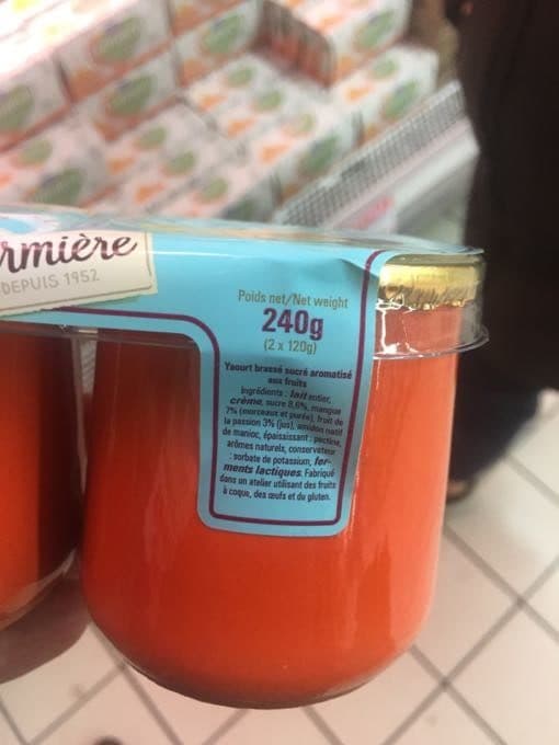 La fermiere La fermiere, Yaourt exotique, mangue et passion vert, les 2 pot en gres de 120 gr packshot
