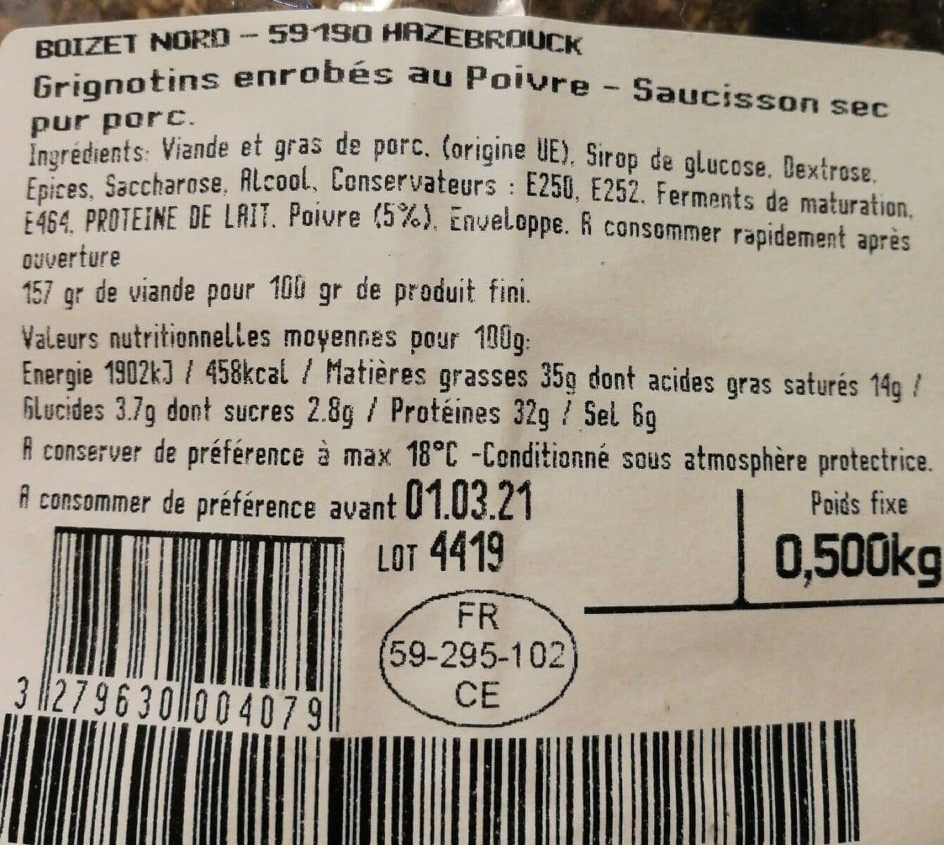 Open Food Facts Grignotins enrobés au poivre packshot