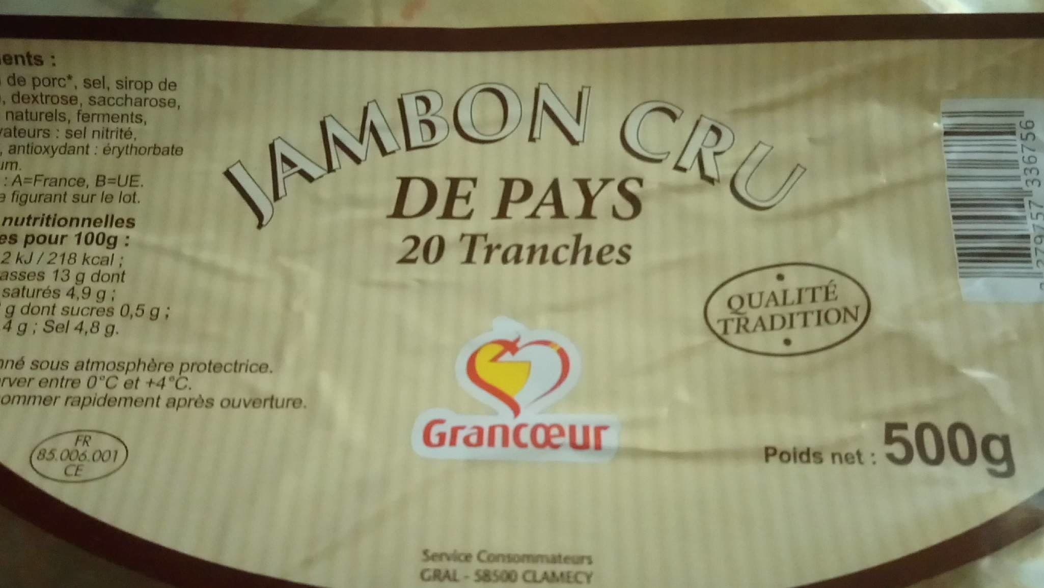 Open Food Facts Jambon cru de pays packshot
