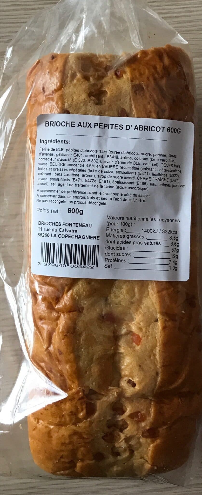 Brioches Fonteneau Brioche aux pépites d'abricot packshot