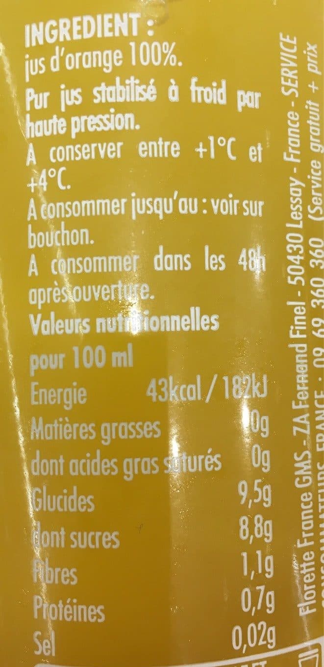 Florette Orange pressée 700ml packshot