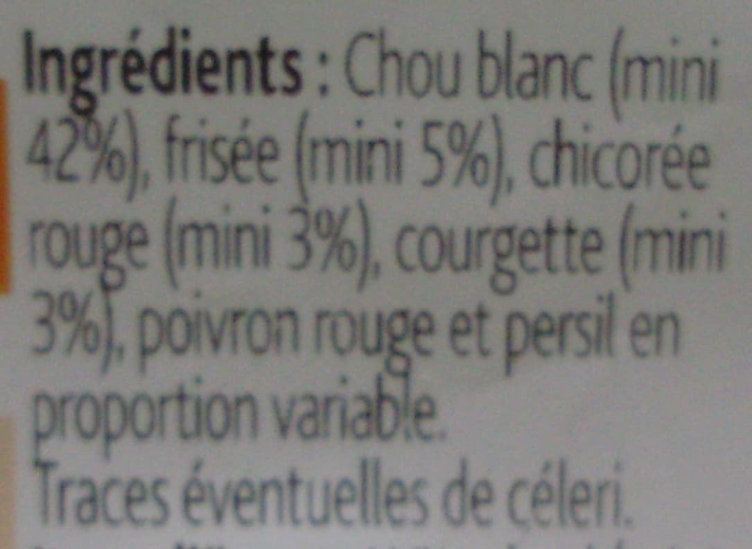 Florette L'assiette Saveur (Chou blanc, Frisée, Chicorée rouge, Courgette, Poivron rouge & Persil) 2/3 portions packshot