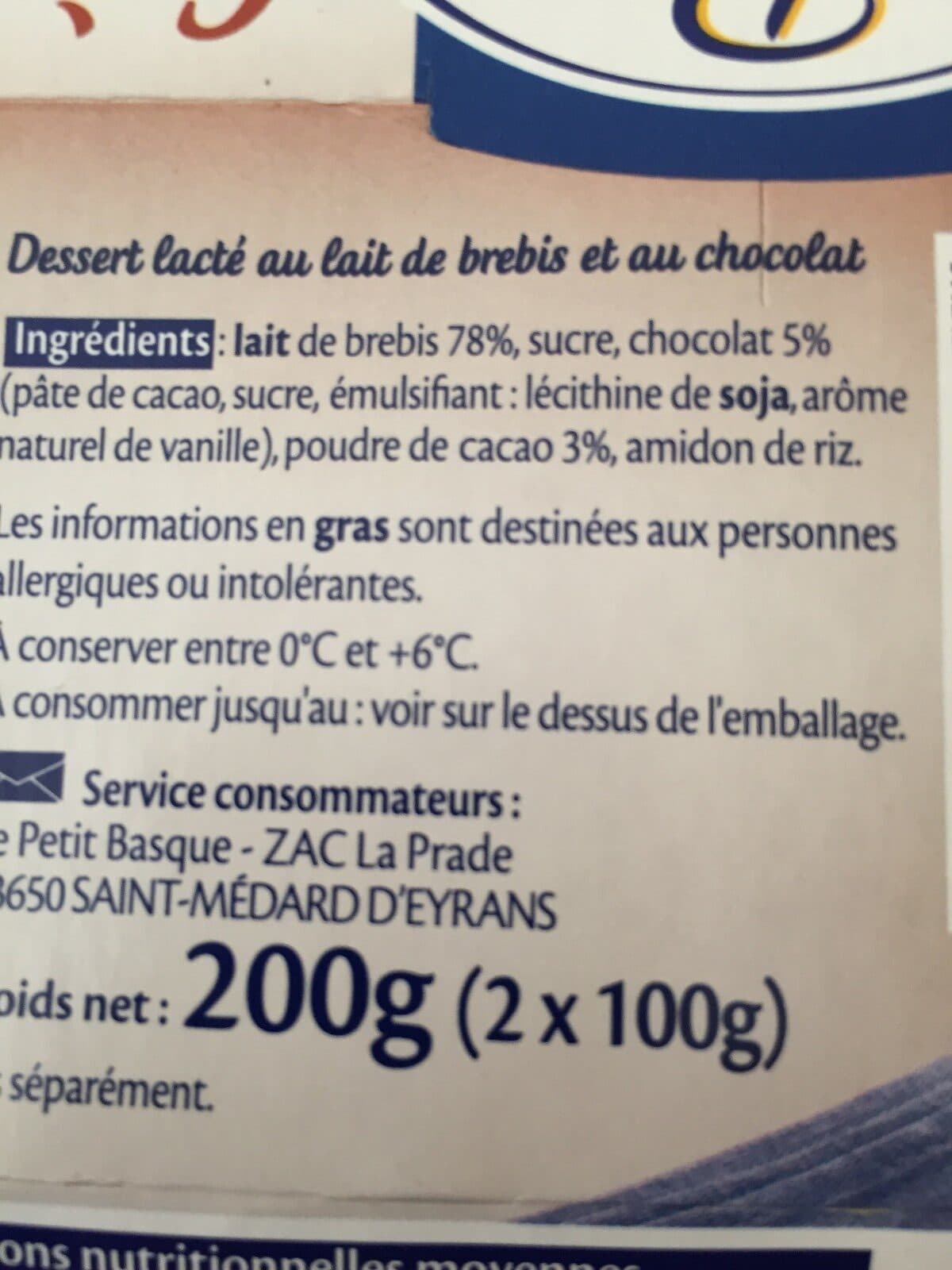 Le Petit Basque Crème au chocolat packshot