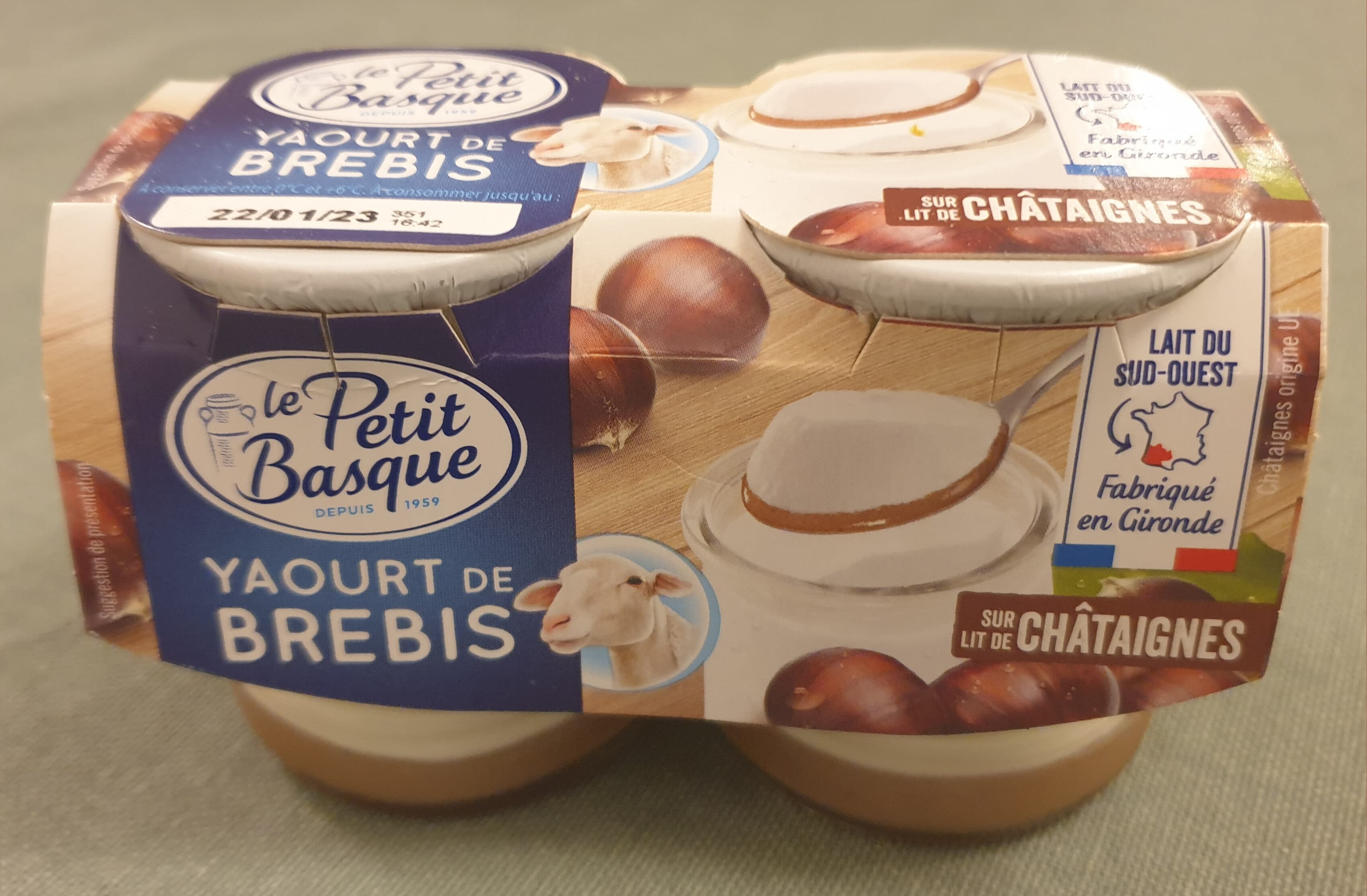 Le Petit Basque Yaourt de brebis sur lit de châtaignes 2 x 125 g packshot