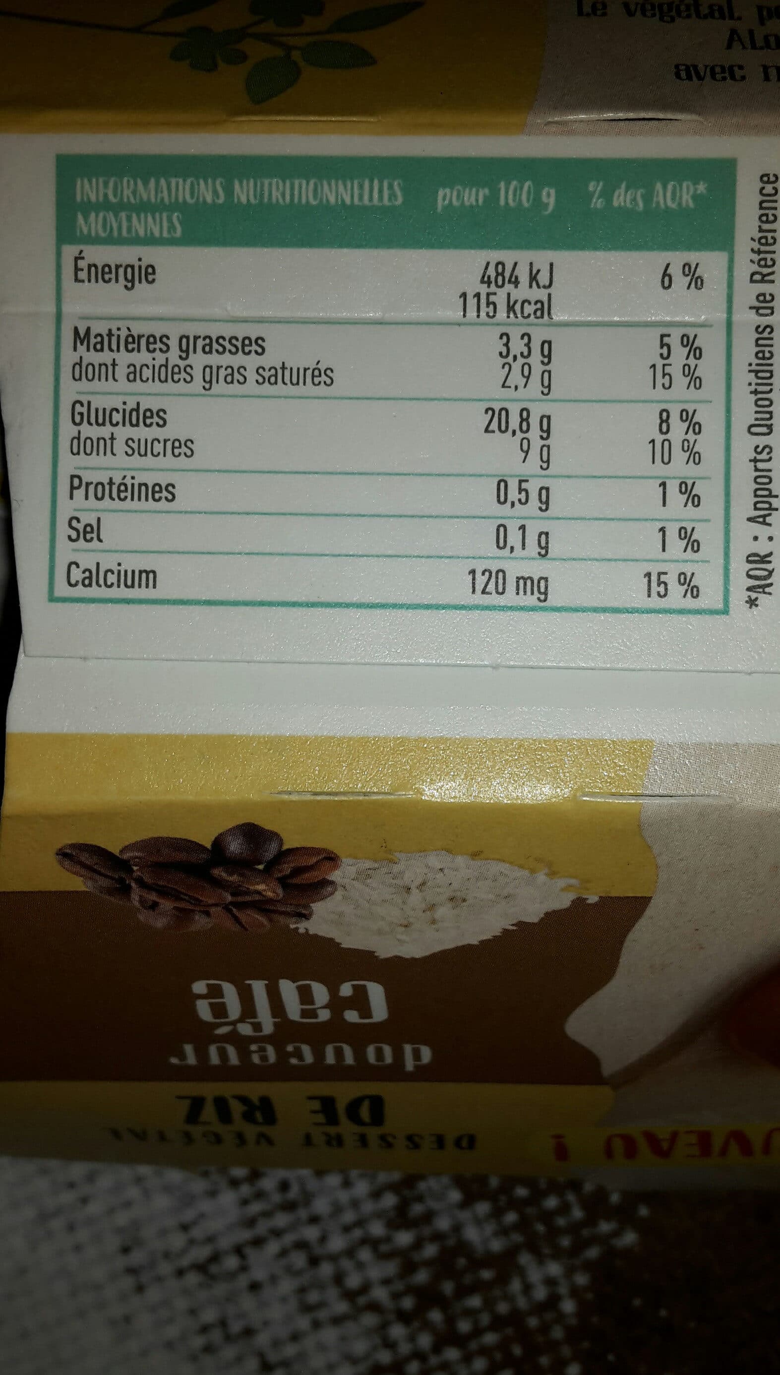 June Dessert végétal de riz douceur café packshot