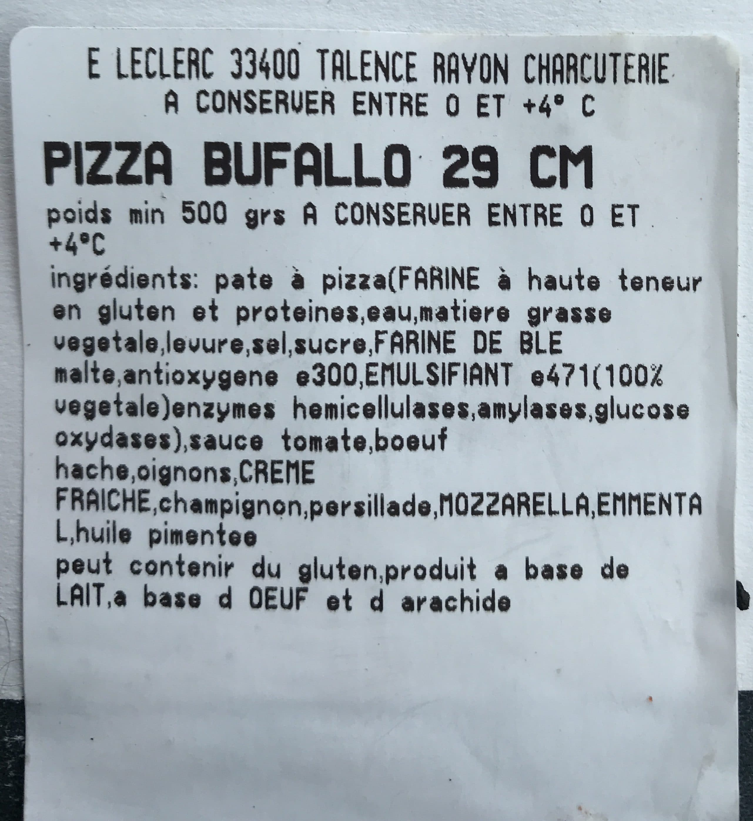E.Leclerc La pizza du traiteur buffalo packshot