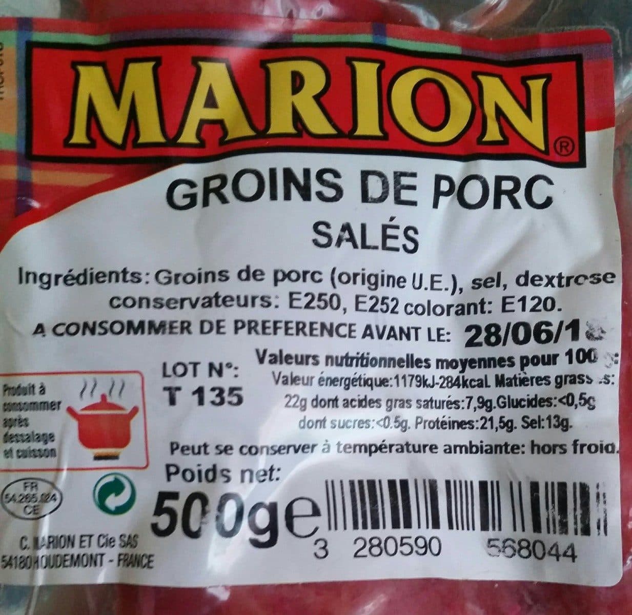 Marion Groins de porc salés packshot
